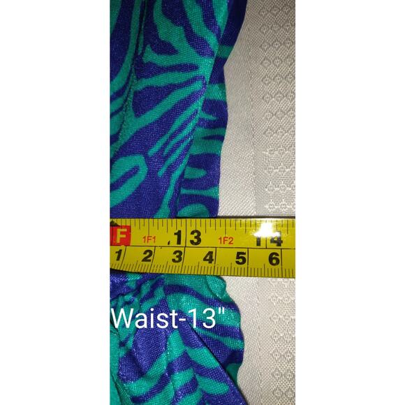 Vintage Esther Williams Swimsuit Sz 16 One Piece Romper Shorts Teal & Blue USA - Picture 13 of 16